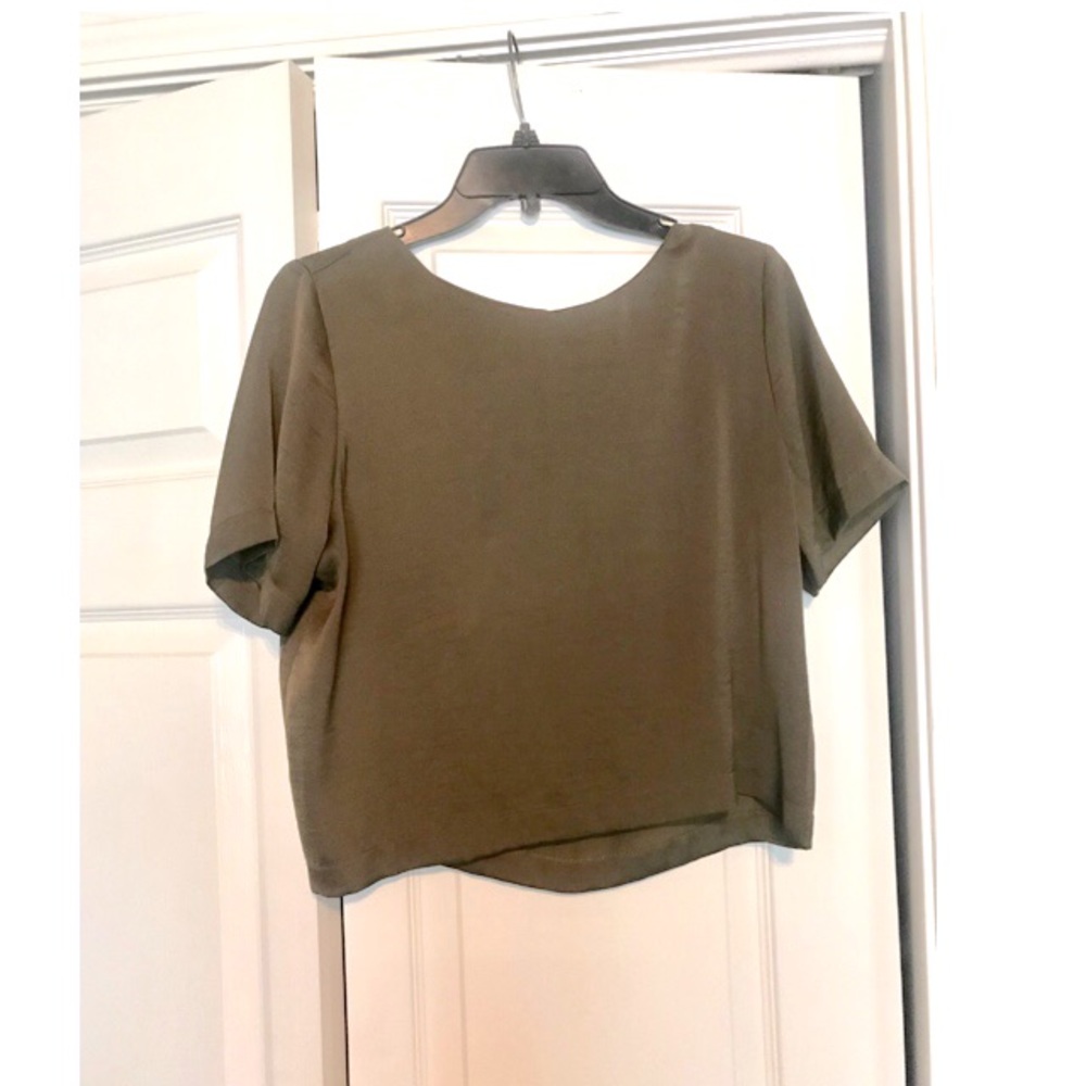 Olive green crop top blouse